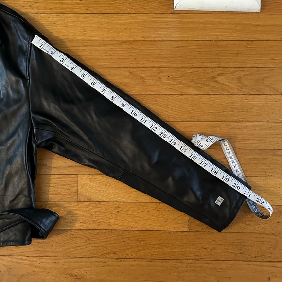 Soia & Kyo Black Genuine Lamb Skin Leather Biker Jacket with Metallic Accents - Picture 15 of 16